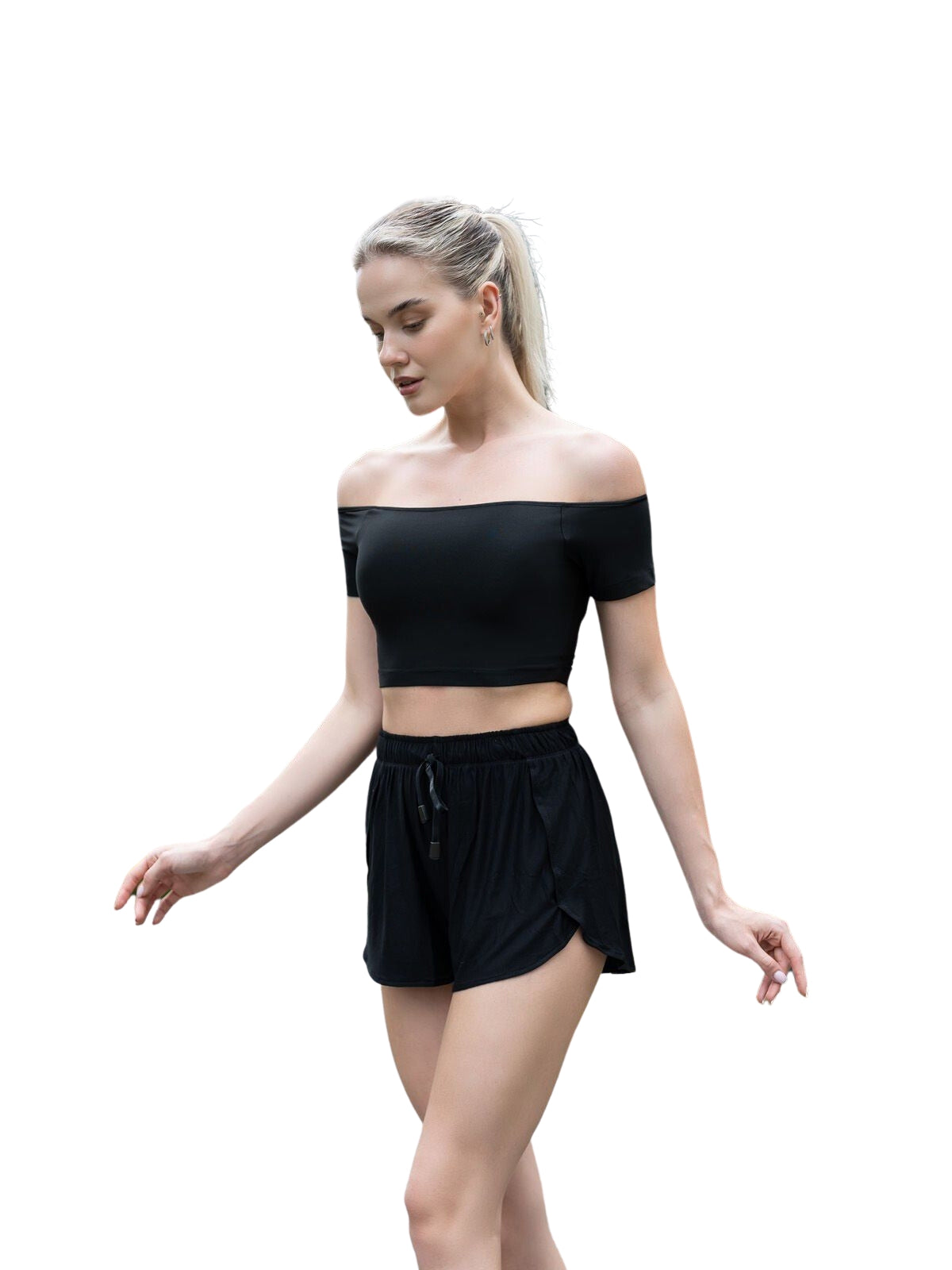 084 ComfortLux Off Shoulder Camise en negro