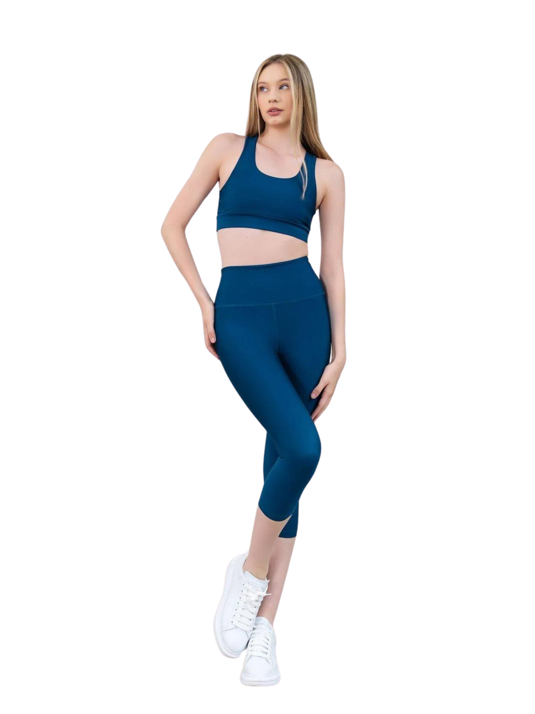 4314 Leggings capri azul petróleo