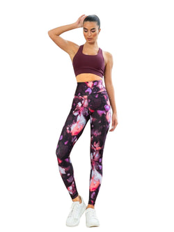 413 High waist leggings in pink-black