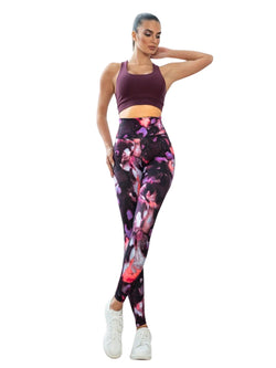 413 High waist leggings in pink-black