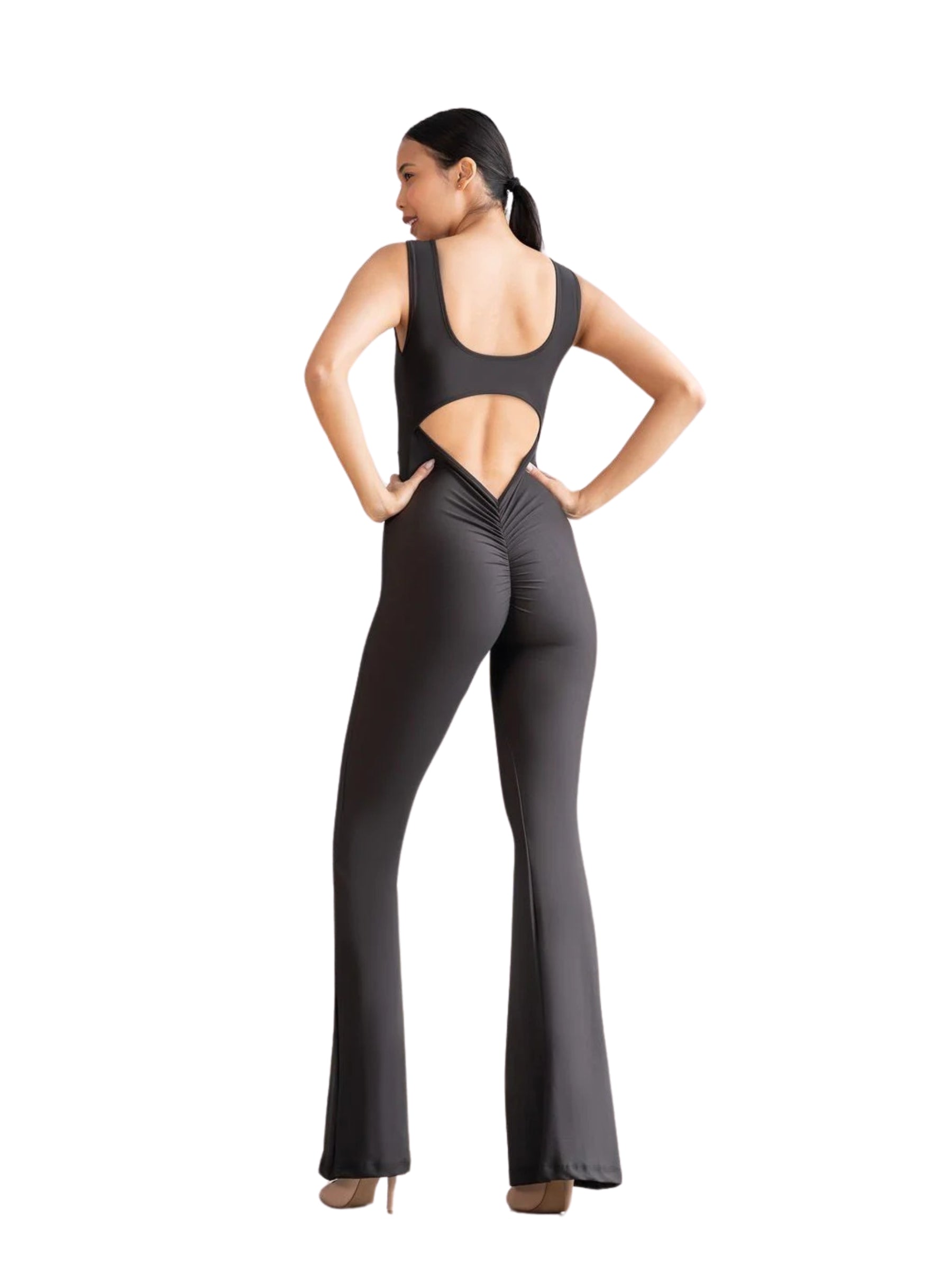 1500 Spanish Scrunch Butt Jumpsuit en noir