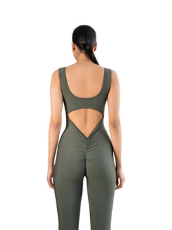 1402 Scrunch Butt Jumpsuit in Khaki