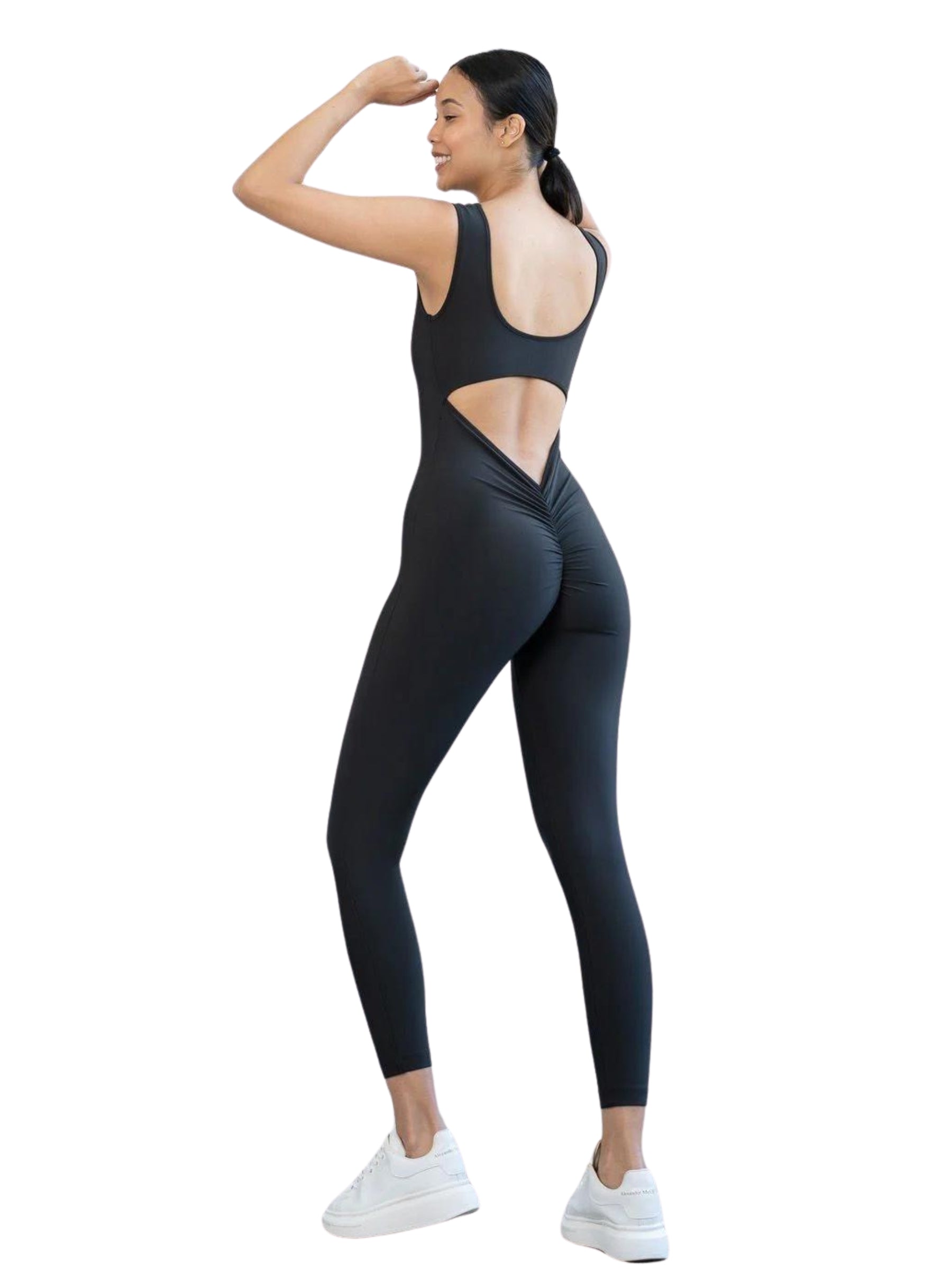 1400 Scrunch Butt Jumpsuit in Schwarz