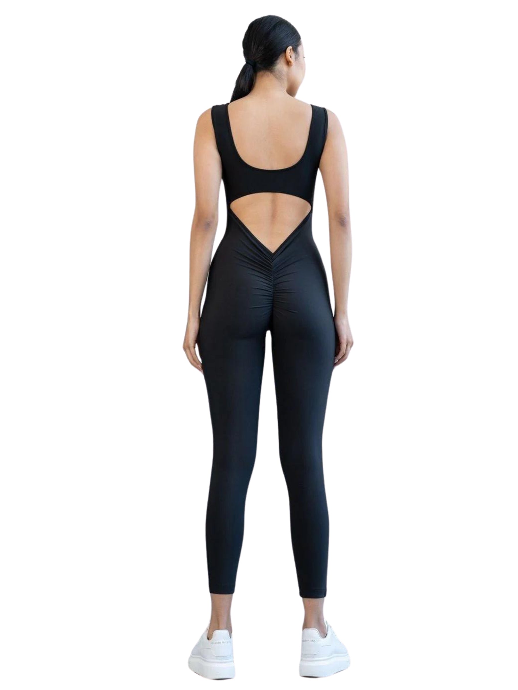 1400 Scrunch butt jumpsuit in black