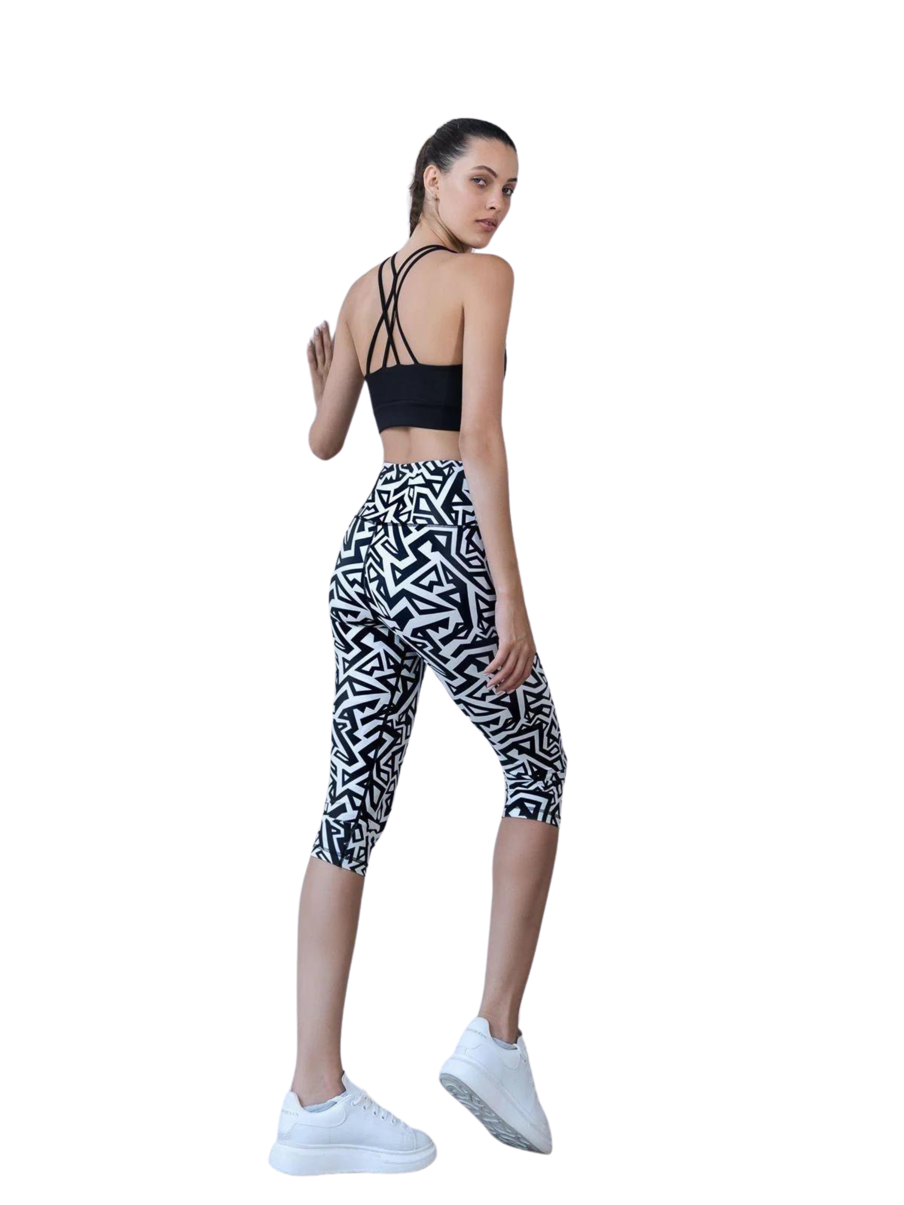 941 Leggings Capri en noir et blanc