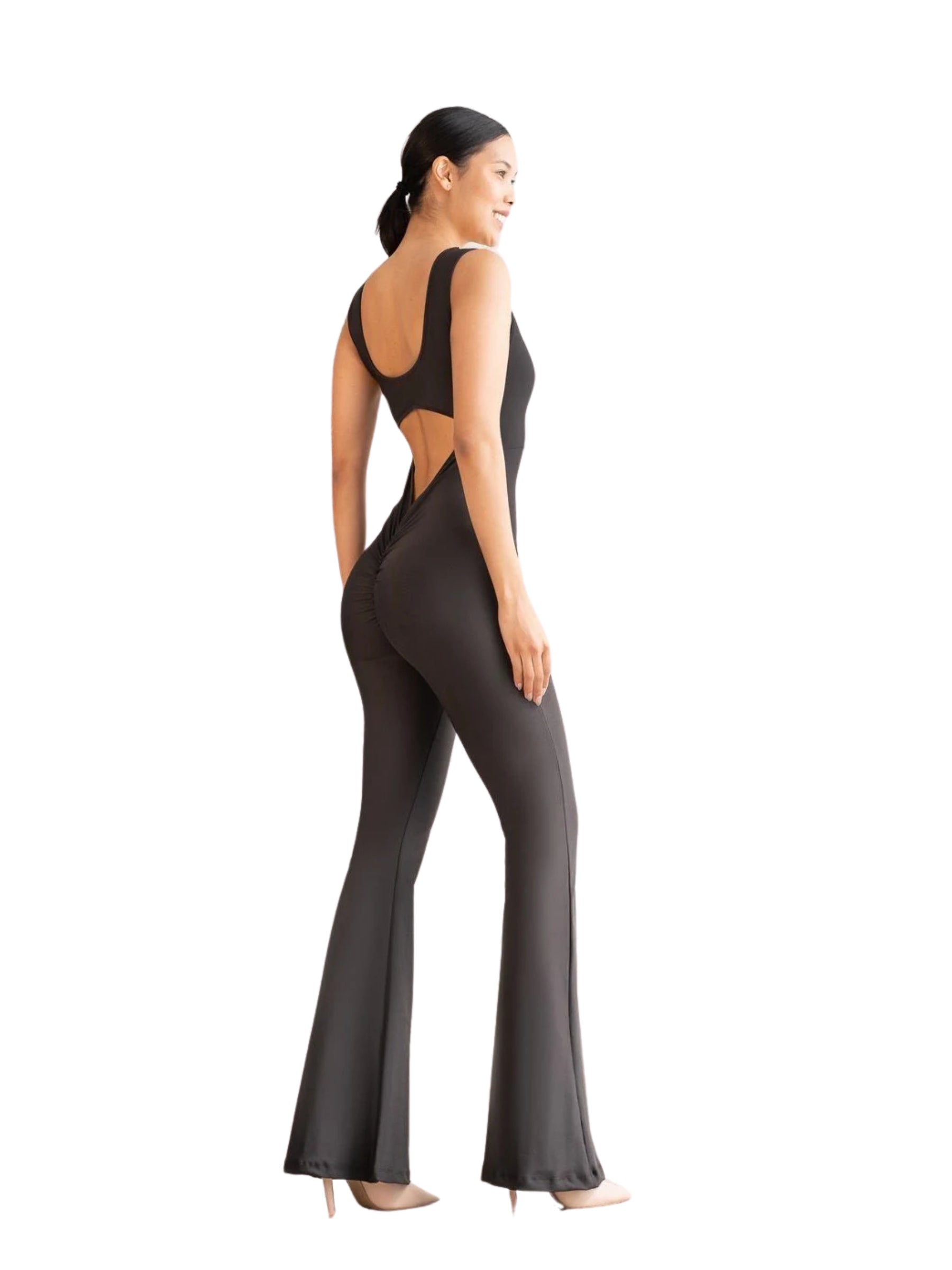 1500 Spanish scrunch butt jumpsuit in black