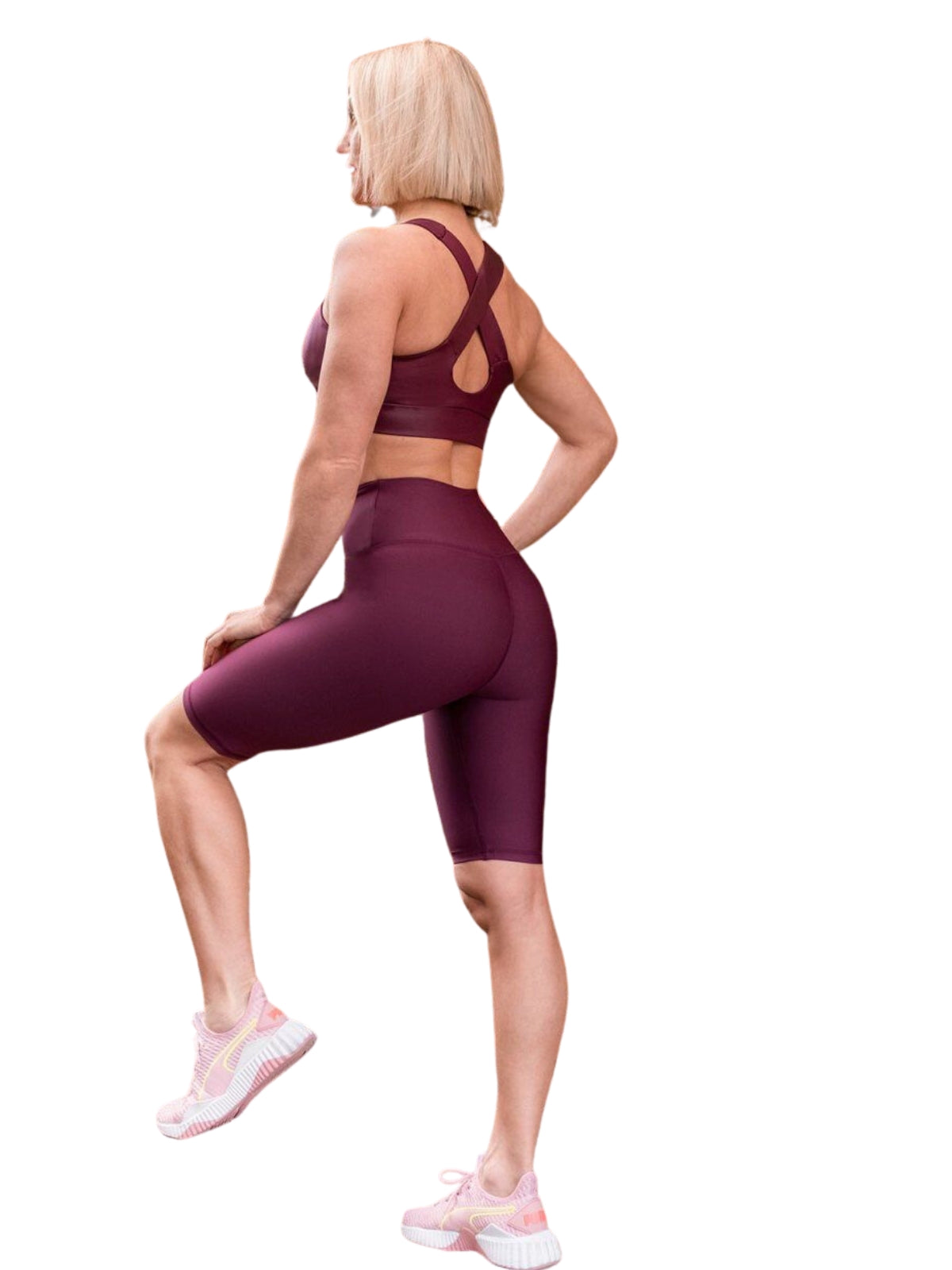 6021 biker leggings ve waist in wine red