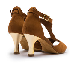 DQ1001 Dance shoes in brown with suede sole