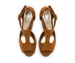 DQ1001 Dance shoes in brown with suede sole