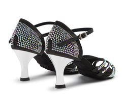 DQ L3M dance shoes in black with rhinestones