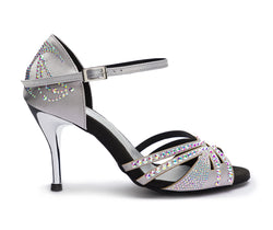 DQ L3M Chaussures de danse en argent avec strass