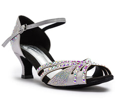 DQ L3M Tanzschuhe in Silber mit Strass