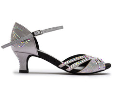 Scarpe da ballo DQ L3M in argento con strass