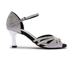 DQ L3M dance shoes in silver with rhinestones