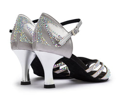 DQ L3M Chaussures de danse en argent avec strass