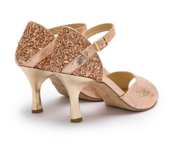 Alya dance shoes in rose gold glitter