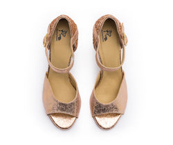 Alya dance shoes in rose gold glitter