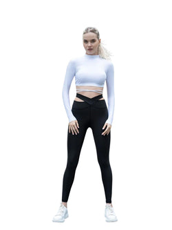 814 Leggings extra-hauts avec découpe des hanches en noir