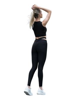 814 Leggings extra-hauts avec découpe des hanches en noir