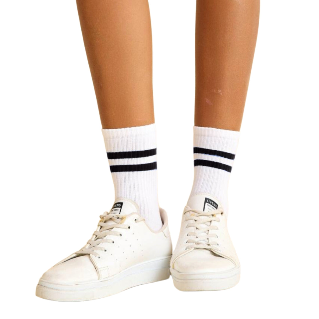 455-8 Socks in white with black stripes