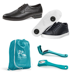 Starter-Set Ledertanzschuhe & Fuego Dance Sneaker für alle Tanzstile & Aufraubürste & Säckchen für Männer