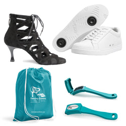 Starter-Set Salsa/Bachatatanzschuhe Schwarz & Fuego Dance Sneaker Weiss