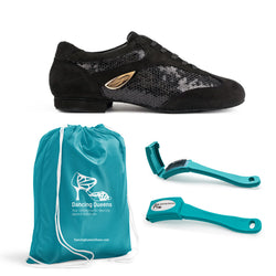 Starter set linedance dance shoes & roughening brush & bag for women