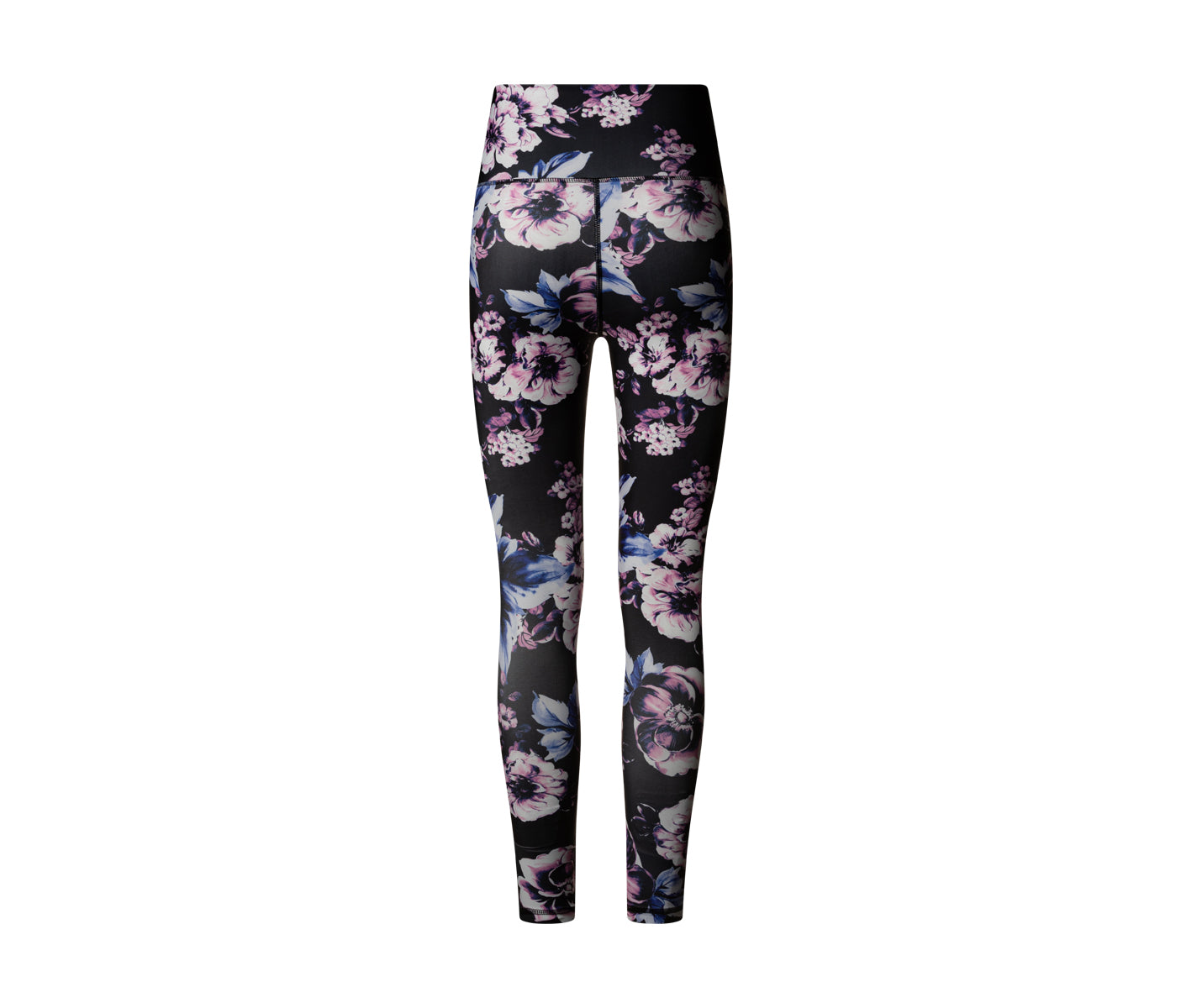 334 Leggings a vita alta in nero, blu e rosa a fiori