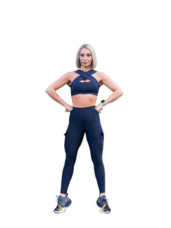 1141 leggings with bags in navy blue