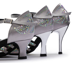 DQ L3M Chaussures de danse en argent avec strass