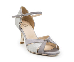 Carina dance shoes in Silver Satin