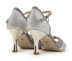 Carina dance shoes in Silver Satin