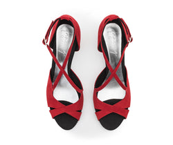 736 chaussures de danse en daim rouge