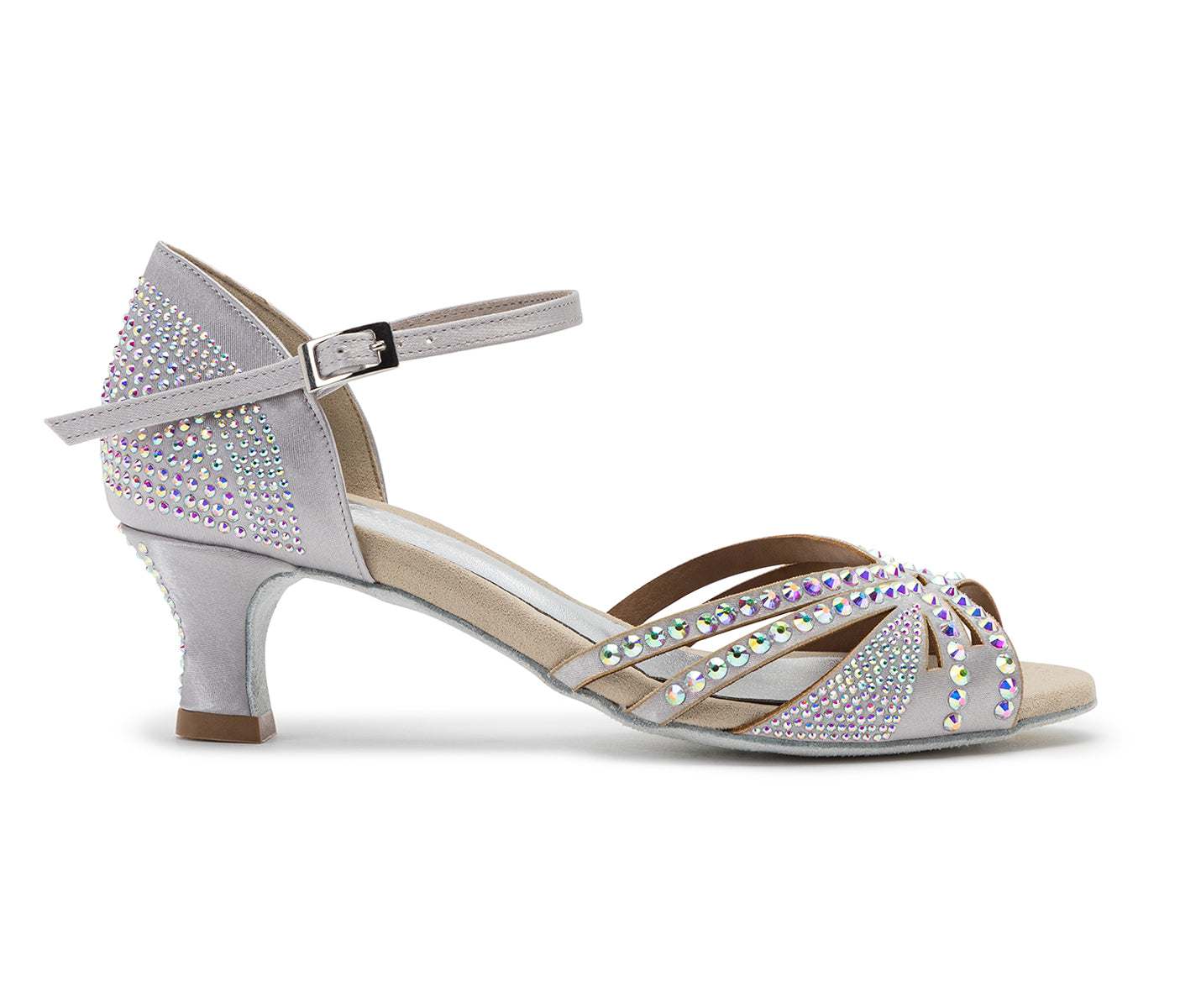 DQ L3M Chaussures de danse en argent avec strass & semelle intérieure claire