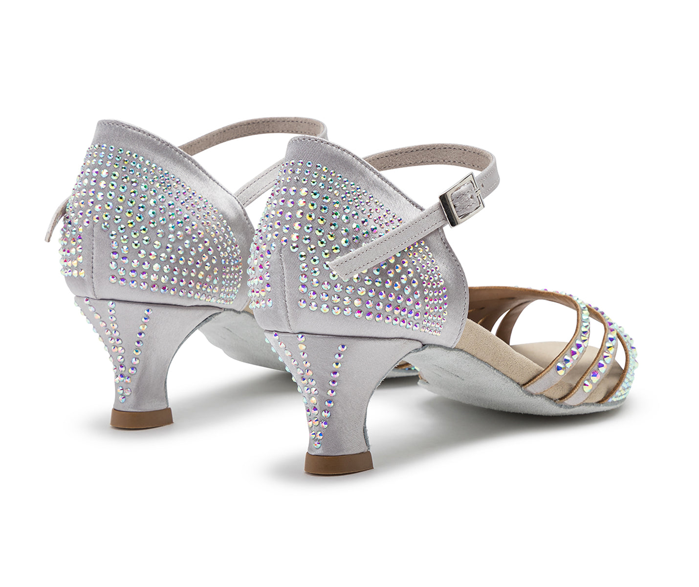 DQ L3M Tanzschuhe in Silber mit Strass & heller Innensohle