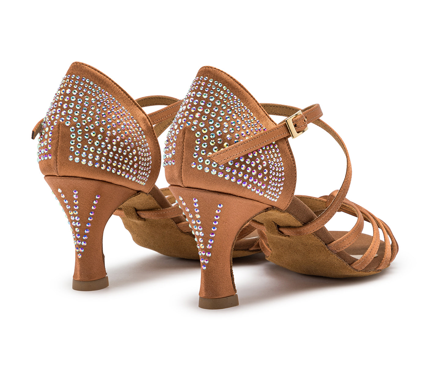 205 Show Dance Shoes in ratin Tan Strass con suola flessibile