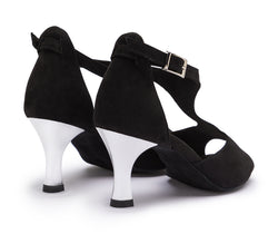 DQ1001 Chaussures de danse en noir avec semelle en daim