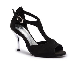 DQ1001 Dance shoes in black with suede sole