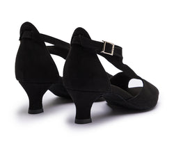 DQ1001 Dance shoes in black with suede sole