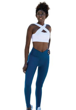 1096 Ve Waist Leggings in blu petrolio