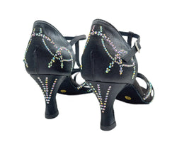 L9 dance shoes in black satin rhinestone