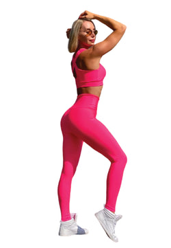 183 Single Crossed Sport Bra in Neon Pink