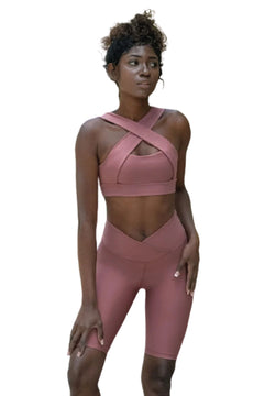 6027 Biker Leggings Ve Waist in Dark Rose