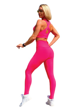 183 SOLO SUGHT Crossed Sport Bra en Neon Pink