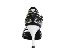 L9 dance shoes in black satin rhinestone