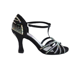 L9 Chaussures de danse en satin noir strass