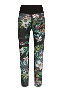 876 Leggings a vita alta extra in nero e verde a fiori