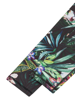 876 Leggings extra-haute taille en noir et vert fleuri