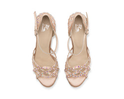 Talita dance shoes in cream satin with Swarowski stones