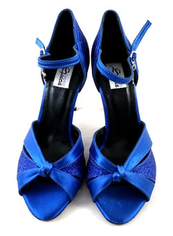 Chaussures de danse carina en satin bleu